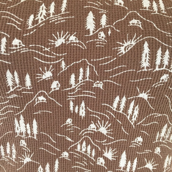 Vintage Columbia Thermal Shirt XS Cabins and Trees Brown Winter Rustic - Picture 3 of 7
